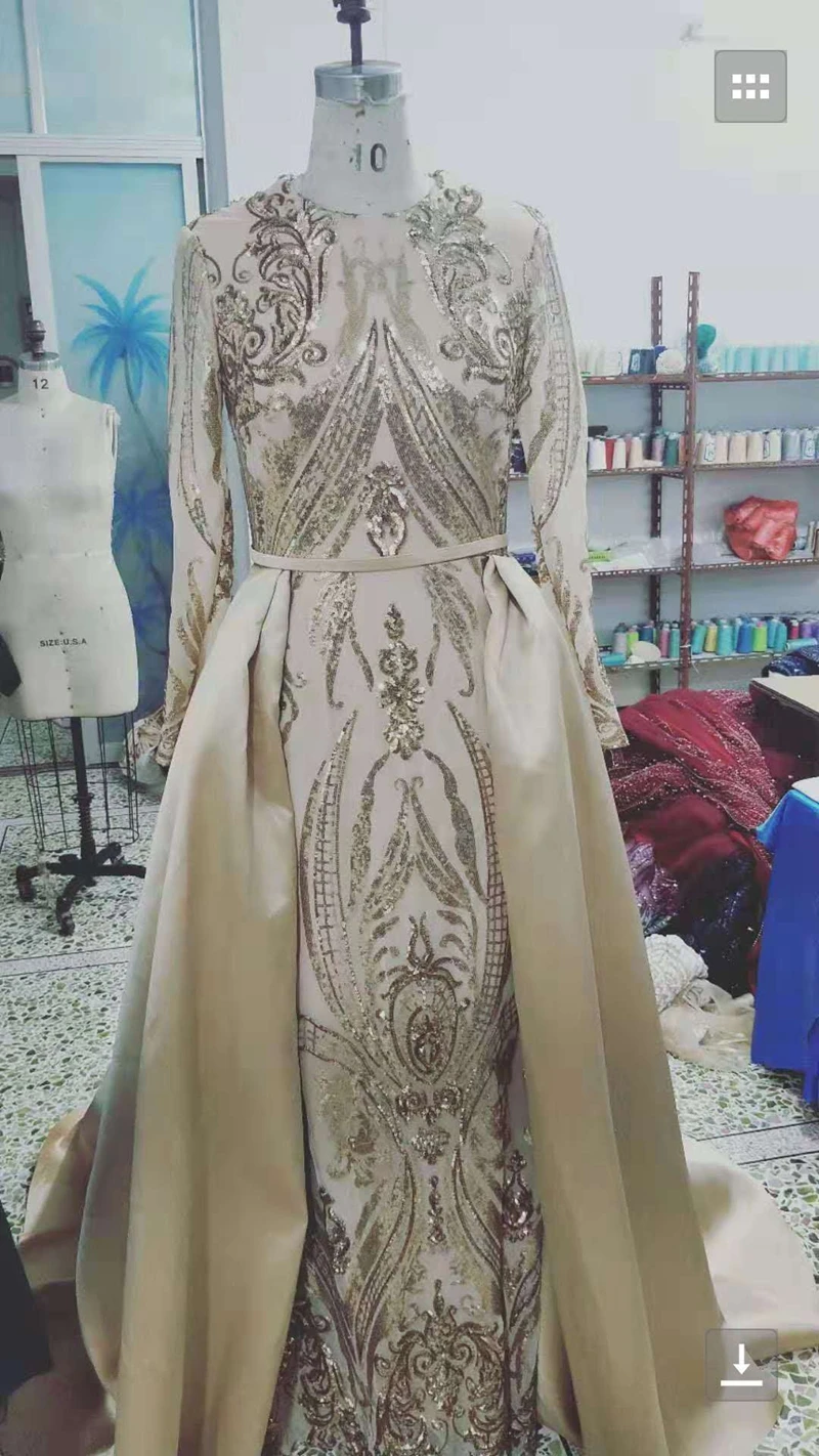 Новое поступление с длинным рукавом вечернее платье es 2021 Блестки Кружева