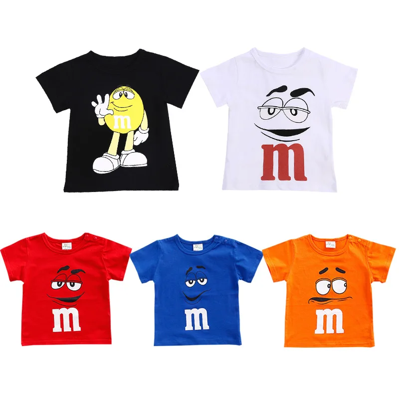 Летняя Детская Хлопковая футболка с коротким рукавом принтом M 6 цветов школьные