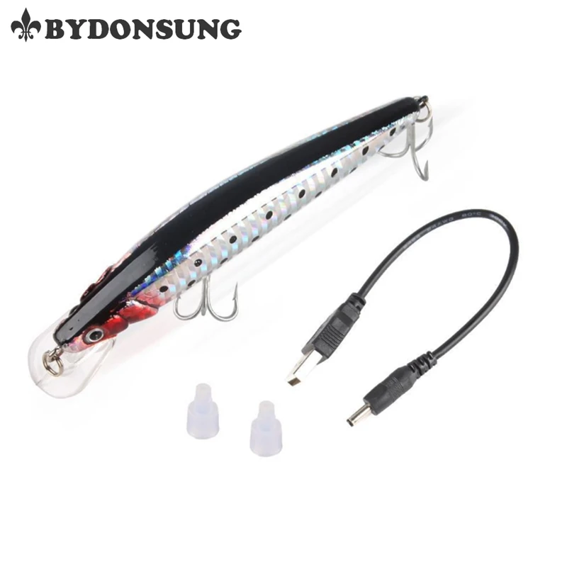 BYDONSUNG 18G 12.5CM USB Rechargeable Flashing LED light Twitching Fishing Lures Bait Electric Life-like vibrate fishing | Спорт и