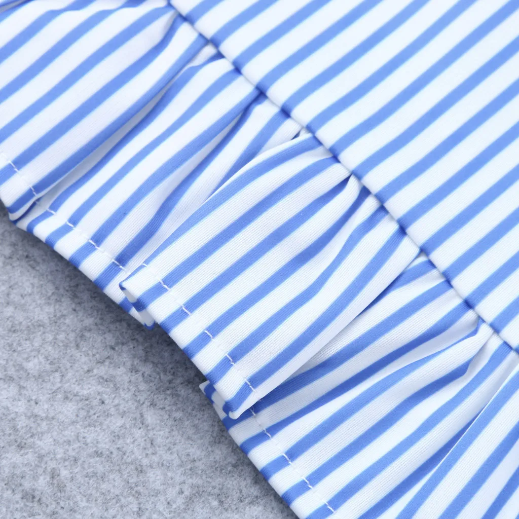 Детский комплект из 2 предметов для девочек купальный костюм в полоску бикини