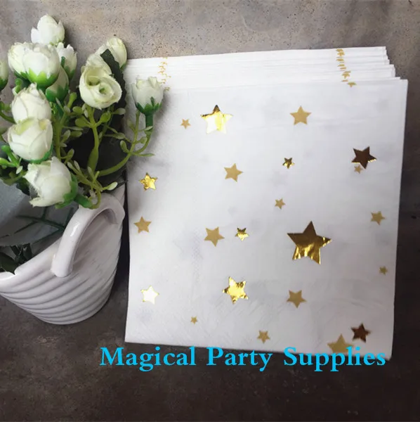 Новые бумажные салфетки для первого дня рождения ребенка 32 шт. золотые яркие