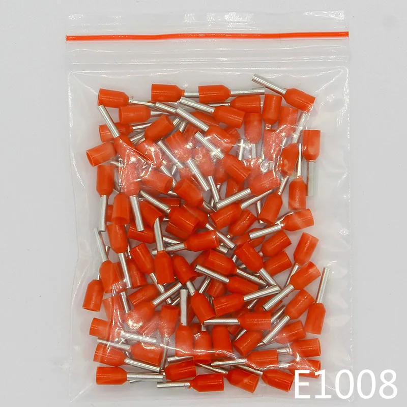E1008 трубки Изоляционные изолированные клеммы 100 шт./упак. 1MM2 кабель провода разъем изоляционные обжимной терминал разъем для электронных сигарет - Цвет: Red