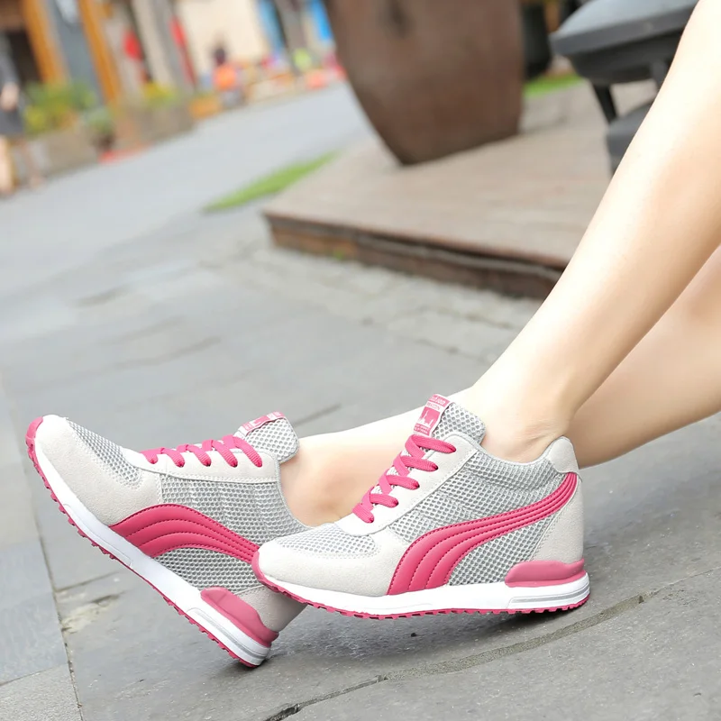 Модные женские кроссовки на платформе повседневная обувь высоком каблуке 8 см