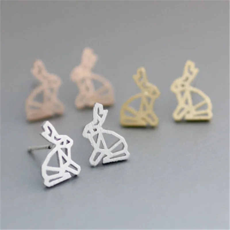 

Fashion Origami Rabbit Studs Earrings Hollow out Design