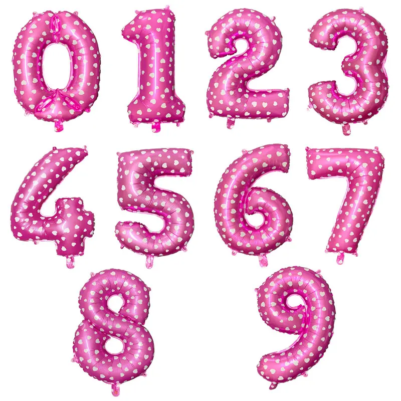 Pink dot 40 дюймов Большой Фольга на день рождения воздушные шары воздушные гелиевые шара с цифрой цифры Happy День рождения украшения для детей/воздушные шары День рождения - Цвет: Pink dot