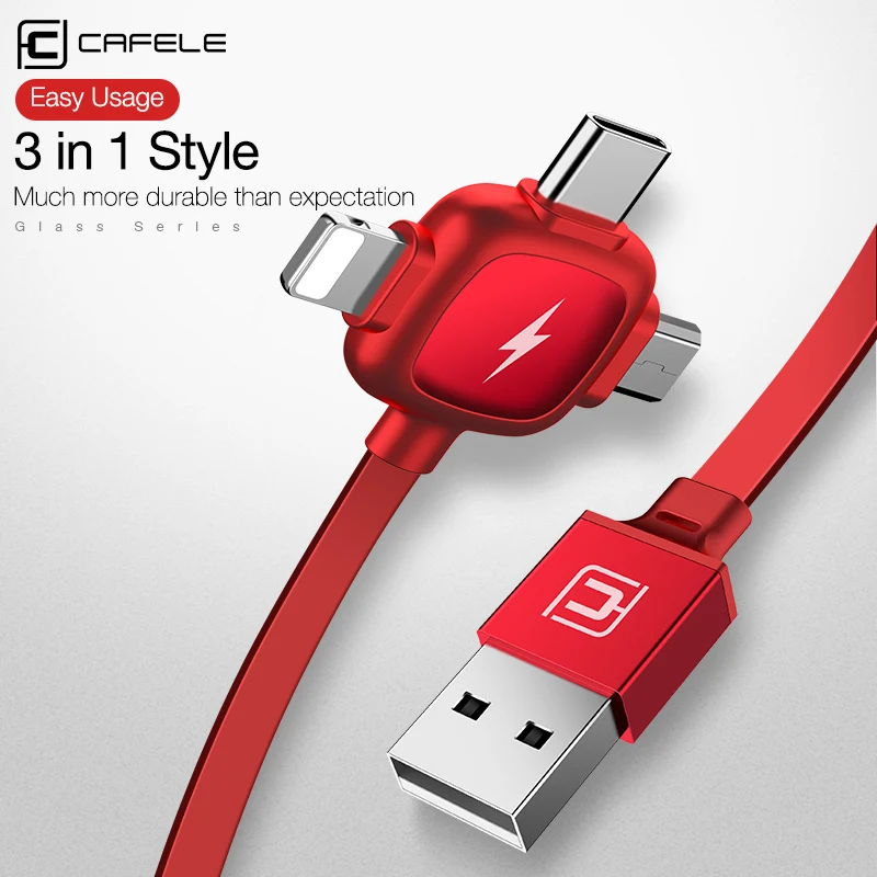 CAFELE 3 в 1 Выдвижной кабель type C Micro USB Кабели usb для зарядки iPhone samsung huawei Xiaomi кабели