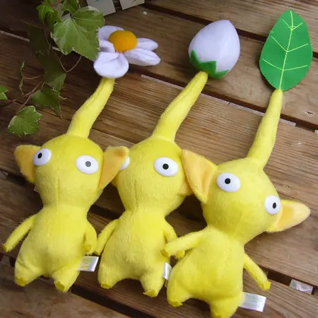 set of 3 yellow В руку игра Плюшевые игрушки~ Pikmin~ цветок бутон лист желтый/фиолетовый/синий/белый/красный мягкие игрушки куклы - Цвет: set of 3 yellow