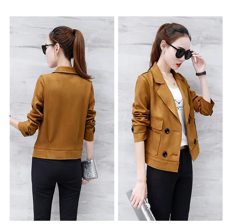 Женская замшевая куртка LKGHULO байкерская из искусственной кожи розового цвета на