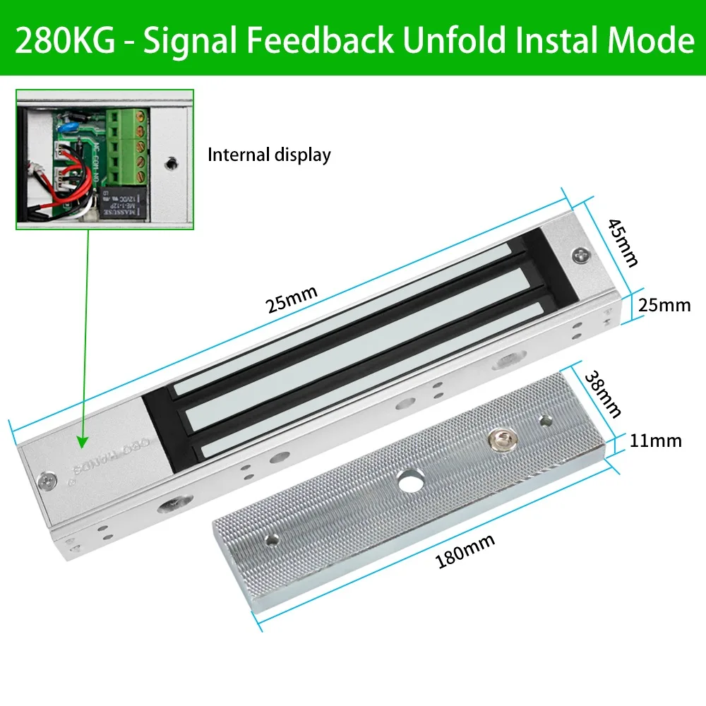 280kg signalfeedback 60 кг/180 кг/280 кг Электрический магнитный замок электромагнитный электронный дверной замок отказоустойчивый DC12V водонепроницаемый/сигнал Отзывы/встроенный - Цвет: 280kg signalfeedback