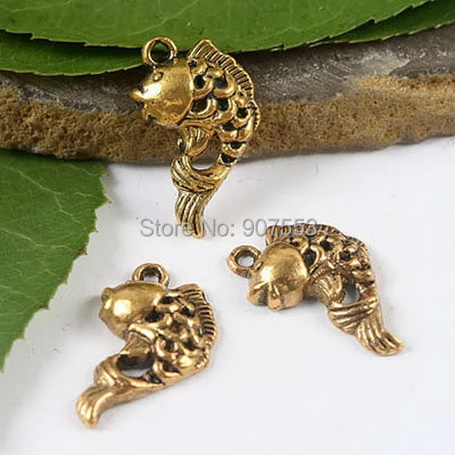 

40pcs dark gold-tone cyprinoid charms h2062