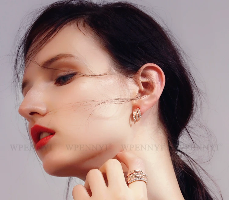 Романтические серьги с дизайном в форме крыльев Ангела розового золота