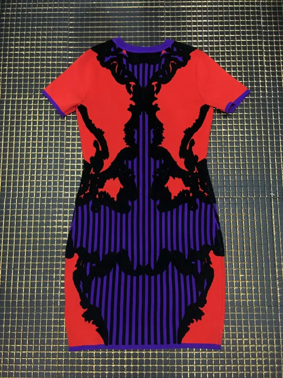 2018 Patchwork jacquard Women fashion Club dress O-Neck short sleeve Elegant Celebrity evening party Bandage bodycon dresses | Женская