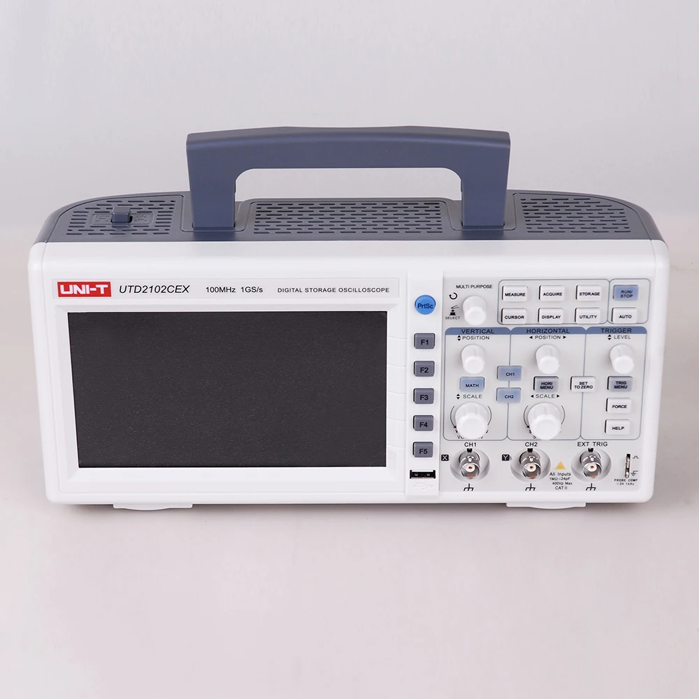 UNI T UTD2102CEX 100MHZ цифровой осциллограф с 7 дюймовым ЖК дисплеем 1GS/S 2