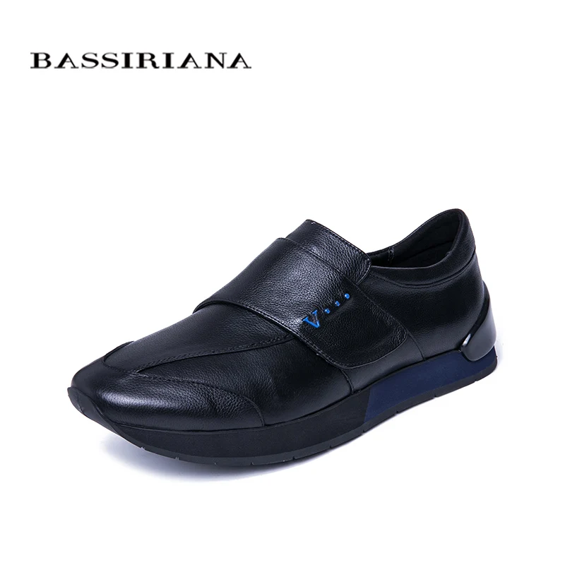 BASSIRIANA new spring and autumn men's casual sports shoes hook &amp loop convenient comfortable natural leather | Обувь