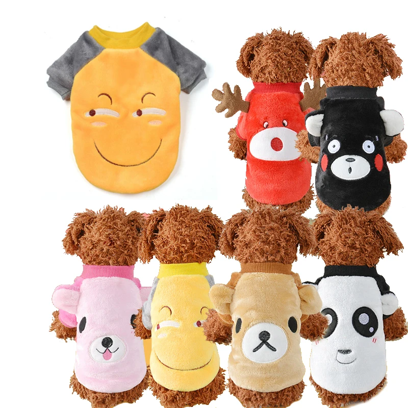 Одежда для собак симпатичная мультяшная фланелетка одежда мультяшный свитер
