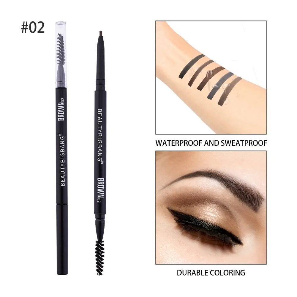 Brown BEAUTYBIGBANG, тинт для бровей, макияж, натуральная, стойкая краска, тату, супер тонкий, для бровей, двойной конец, Водостойкий карандаш для бровей - Цвет: Brown