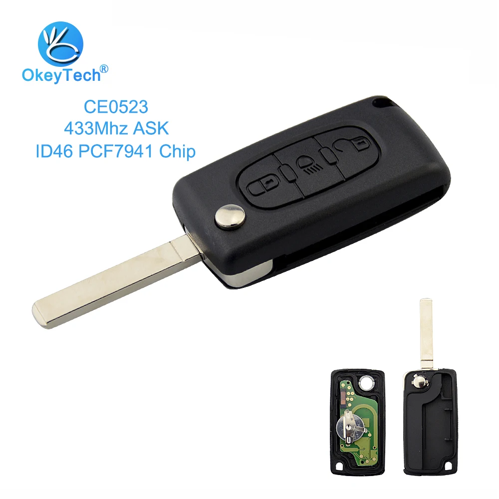 OkeyTech CE0523 для телефона 433 МГц ID46 PCF7941 чип световая кнопка VA2 Blade ASK Flip 3 кнопки C2 C3 C4 C5 C6