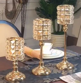 1 Set 3 Sizes Золотой цветной цилиндр Кристалл подсвечник, подсвечник, свадьба центральным, Главная Свадебная вечеринка Рождество украшения - Цвет: 1 Set 3 Sizes