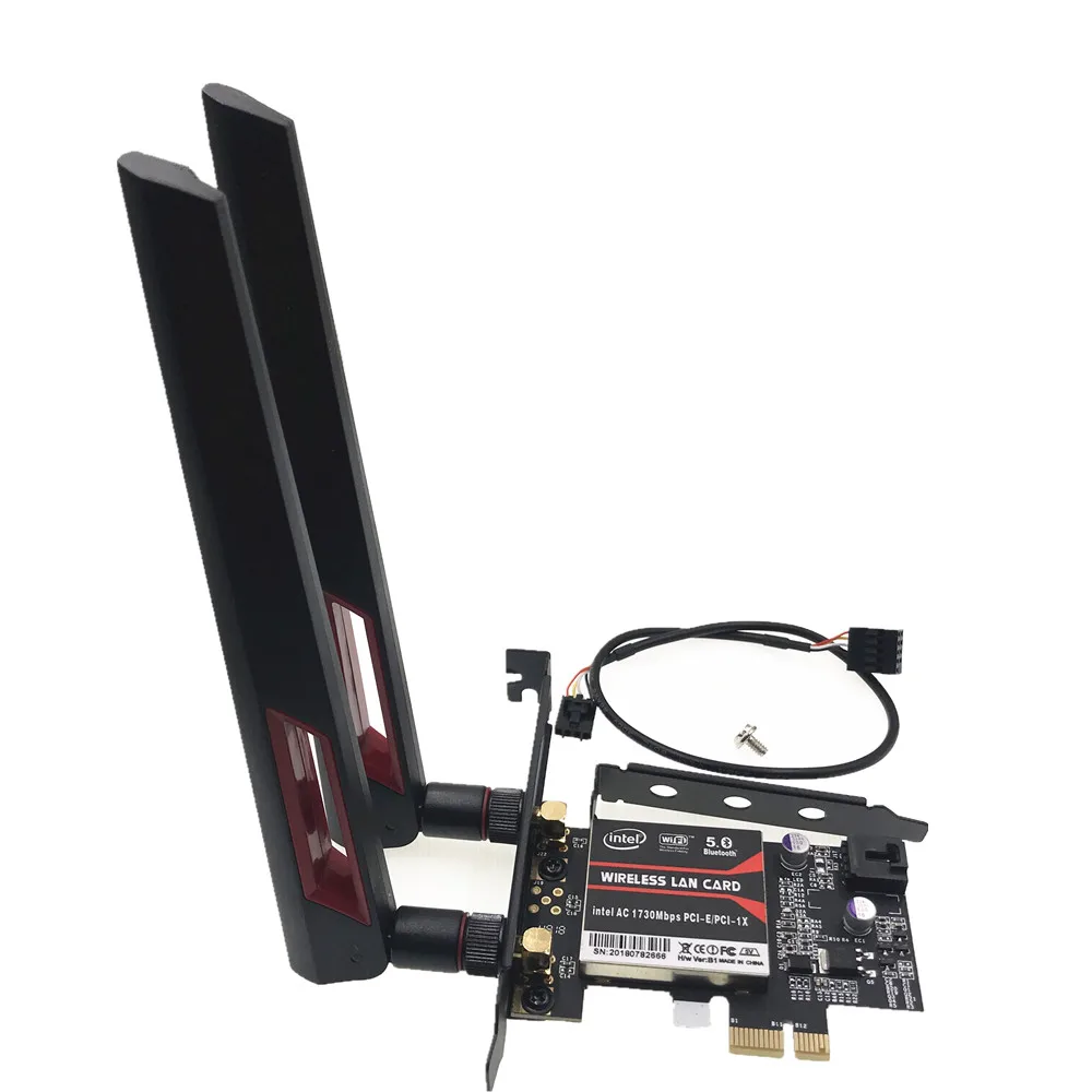 With label С антеннами AC88U Набор для Intel 9260 9260NGW 1730 Мбит/с Bluetooth 5,0 PCI-E 1X настольная карта - Цвет: With label