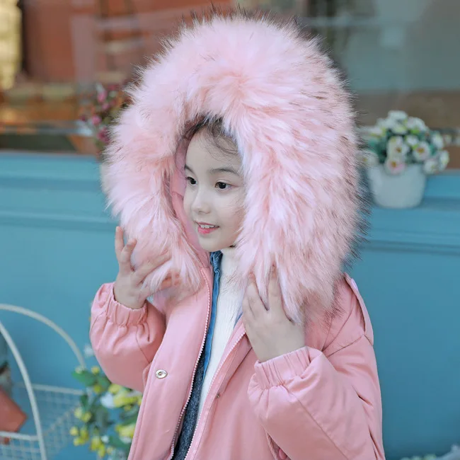 Детские хлопковые куртки верхняя одежда с большим воротником из искусственного