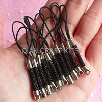 300pcs black cell phone straps mobile chains connectors whand braided cord lariat strap
