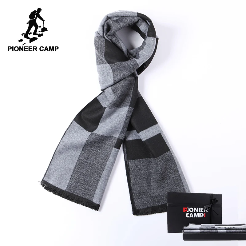 Мужской клетчатый шарф Pioneer camp мягкий теплый с подарочной коробкой качественный
