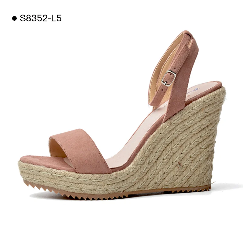 S8352-L6-Pink Donna-in/распродажа; сезон лето; Лидер продаж; женские босоножки на платформе и танкетке; босоножки на плоской подошве ручной работы из натуральной кожи на высоком каблуке; женская обувь; коллекция года - Цвет: S8352-L6-Pink