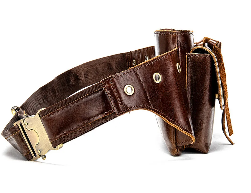 Waist Bag Men Genuine Leather Fanny Pack Fashion Belt Bum Bag Man Phone Pouch Casual Shoulder Chest Bag Mini Waist Hip Back Pack