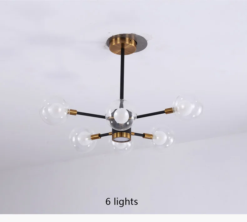 Lustre Led стеклянная дизайнерская лампа черная люстра, светильник современная гостиная спальня кухонный Декор Домашнее освещение Утюг G9