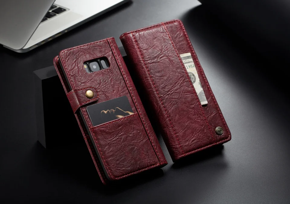 Чехол CaseMe Винтаж кожаный бумажник чехол для Samsung Galaxy S8/плюс Чехол внутренний и пригласительная открытка держатели Слоты Кнопка флип-кейсы