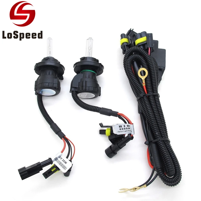 LoSpeed 35 Вт Высокого/Ближнего света H4 9003 H13 9008 HB1 HB5 9004 9007 HID Ксеноновая Лампа 4300 К 5000 6000