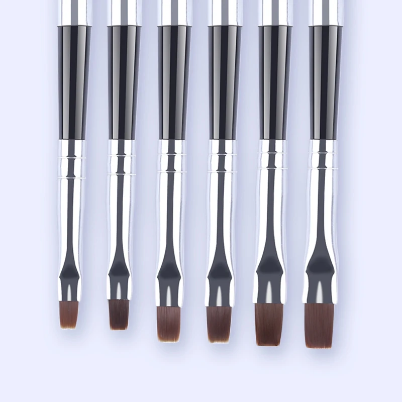 Набор кистей для ногтей с УФ гелем 6 шт. со съемной крышкой плоская головка ручка