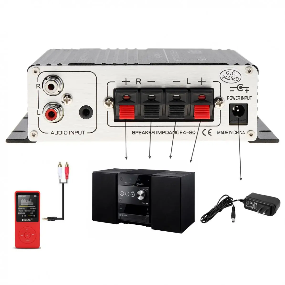 700W Mini Hi-Fi 12V Stereo Amplifier MP3 Motorcycle Car Amp for iPod