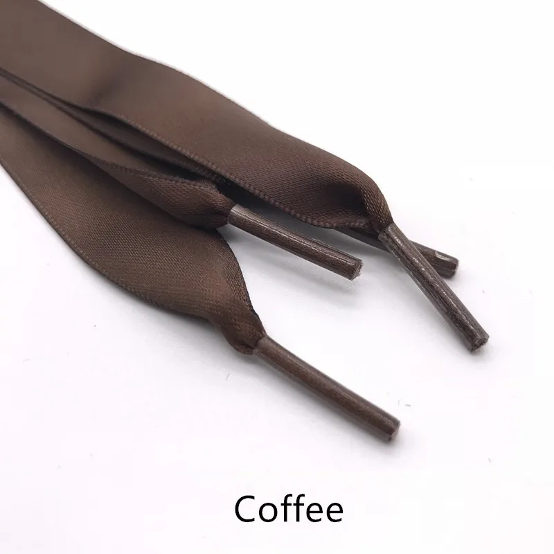 Coffee Новинка, 1 пара, 2 см, ширина, атласная шелковая лента, шнурки, 110 см, длина, кроссовки, спортивная обувь, кружева, для взрослых, детские шнурки, цветные - Цвет: Coffee
