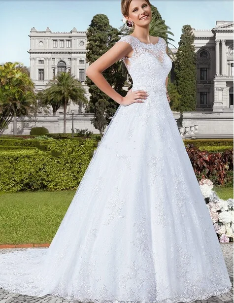 vestido de noiva 2015 See Through Back Lace Wedding Dress Romantic Dresses Gown 2017 renda | Свадьбы и торжества