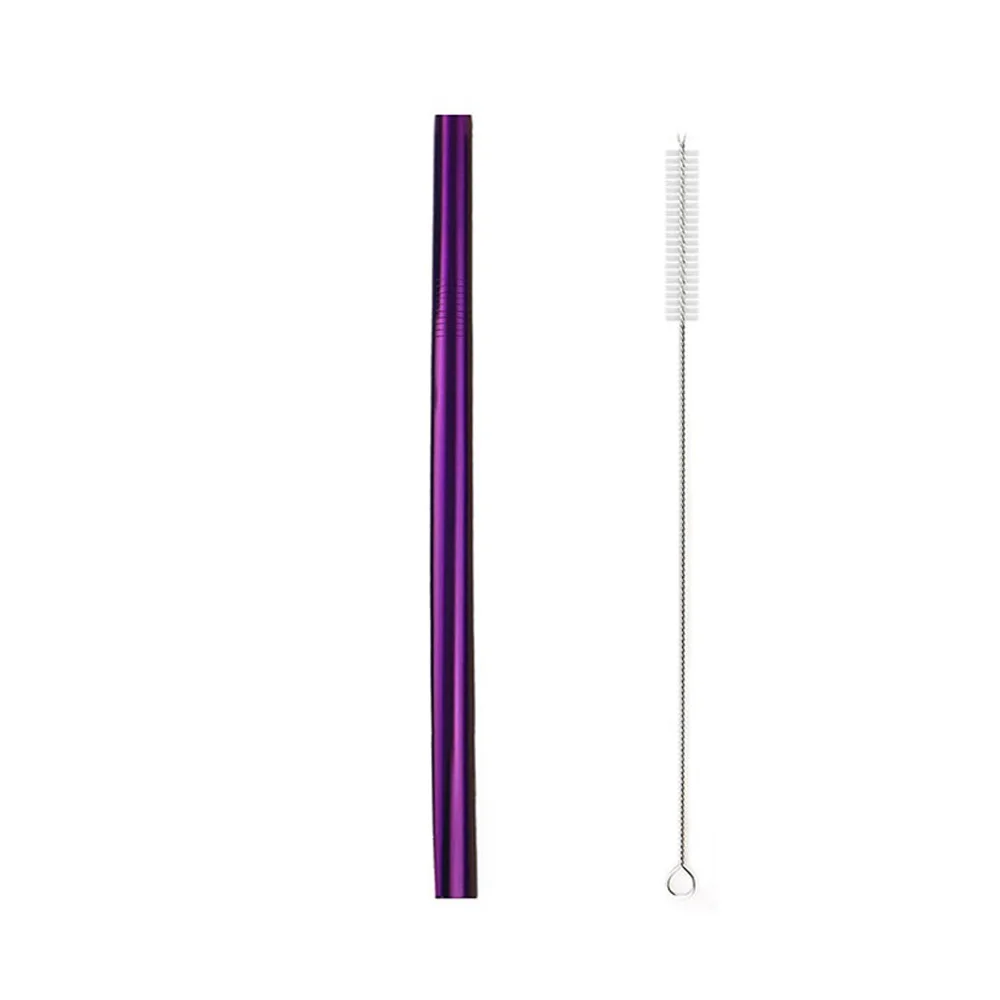 Purple 215x12mm St Очень широкая металлическая соломинка, соломинка из нержавеющей стали, многоразовые соломинки для питья, диаметр 12 мм, соломинки для смузи, жемчуга, молока, чая, бара, вечерние - Цвет: Purple 215x12mm St