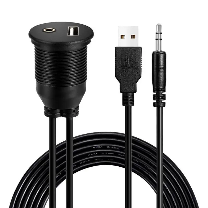 Кабель удлинитель для приборной панели автомобиля 2019 дюйма USB 2 0 м/F 3 5 мм AUX