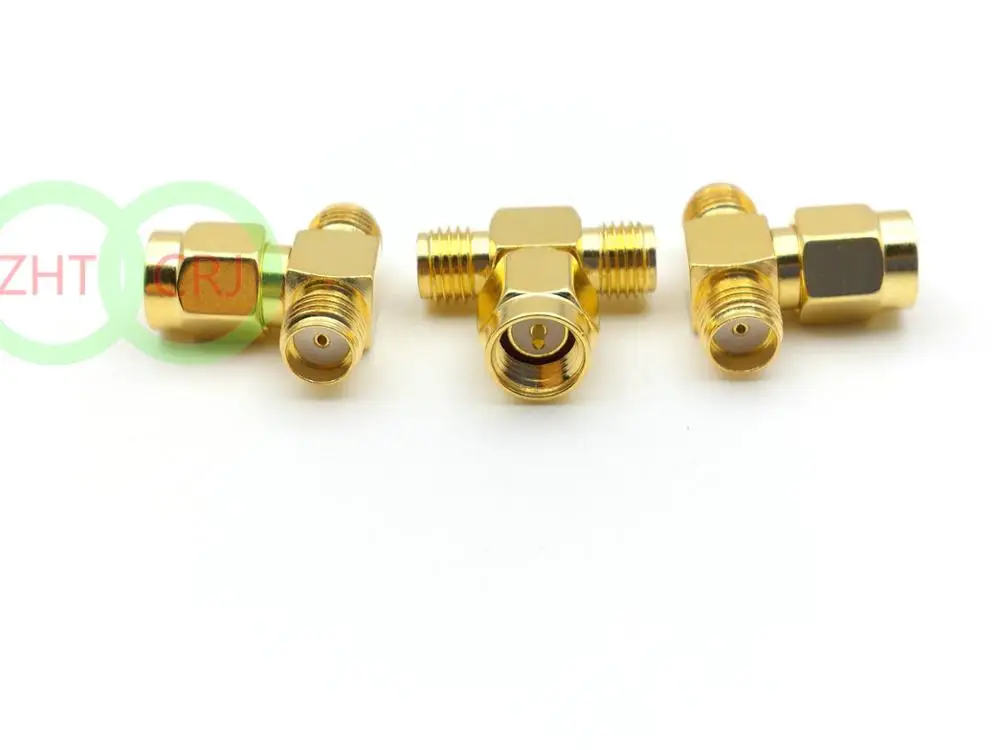 Золотая штепсельная Вилка SMA к 2 двойным разъему адаптера female triple T|plug gold|plug maleplug t |