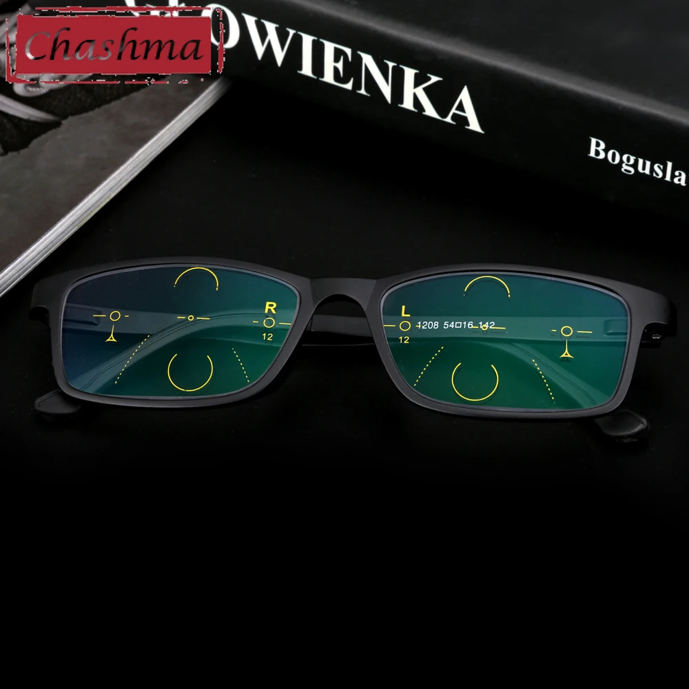 Чашма Брендовые женские красный Рамки ясно Линзы мультифокальной оптический Очки для чтения готов прогрессивные Линзы