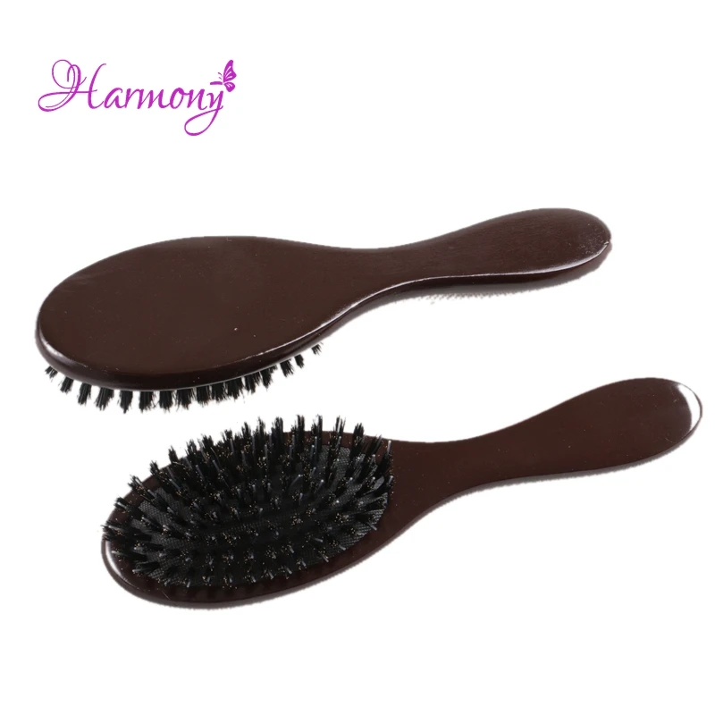 50pcs Dark Brown Color Wooden Handle Boar Bristle Hair Brush For Hair Extensions Professional Hair Tools Comb Hair Accessories