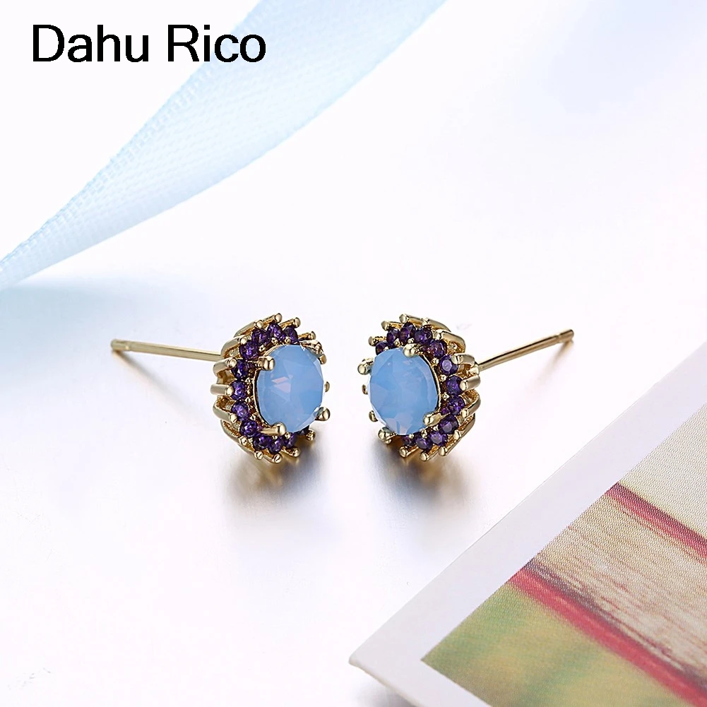 Опал серьги букле d'oreille в Корейском стиле bijou модные золотистого цвета Dahu Rico