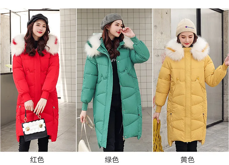 Thick Jacket Big fur collar Women's New Korean Version Big Fur Collar Medium-long Knee Size Thickened Jacket 1961