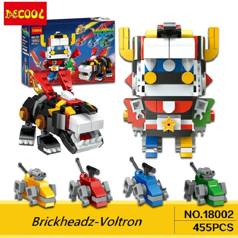 DECOOL 455 + шт 18002 идеи Voltron Brickheadz строительные блоки игрушки для Legoed Кирпичи детей 21311