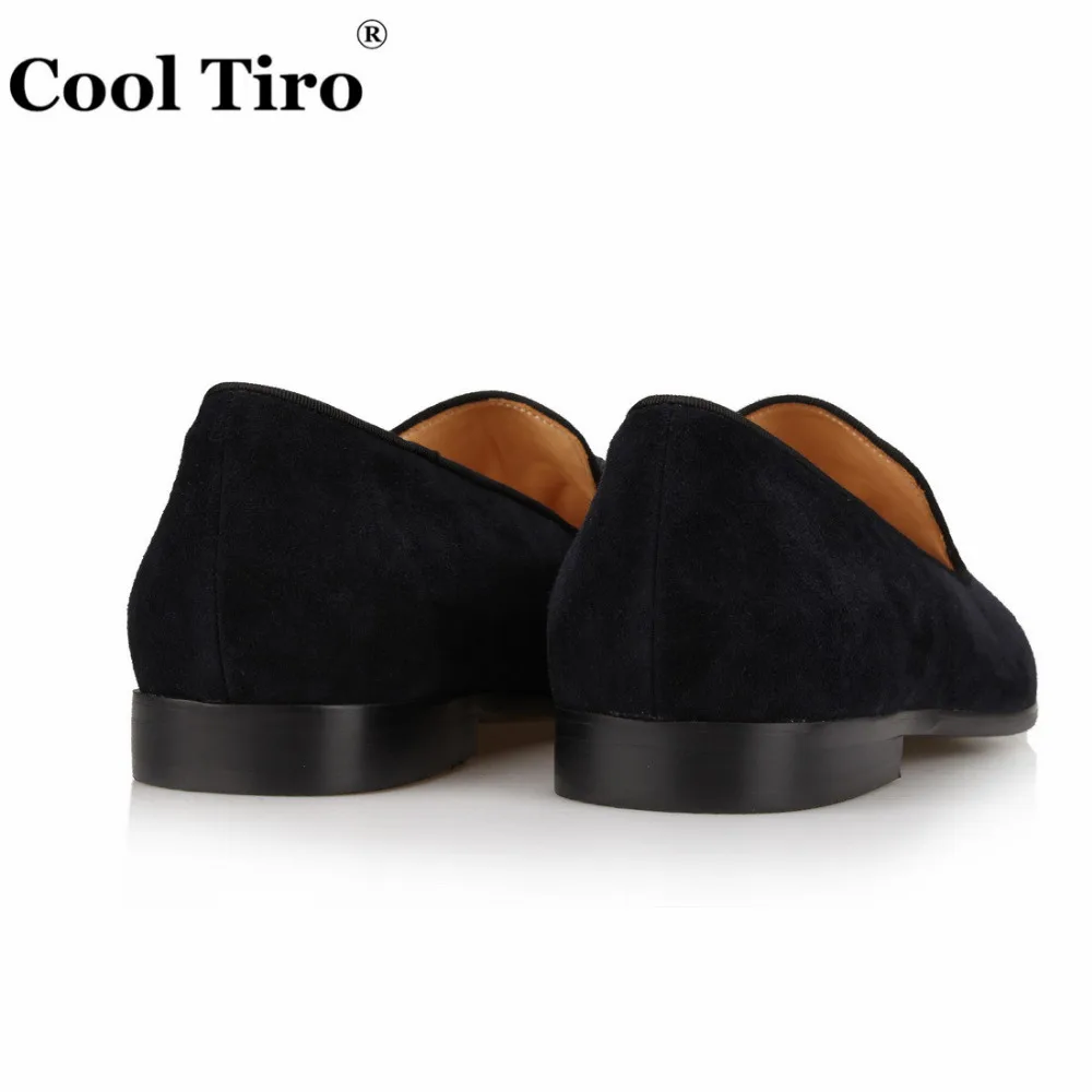 COOL TIRO Black Suede Loafers Men Handmade Tassels Slippers Wedding Dress Shoes Slip on Gentlemen Male's flat Casual Plus size | Обувь