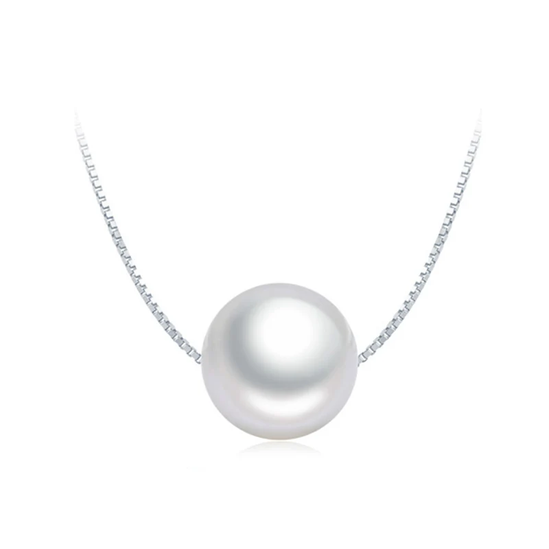 

Sinya Classical Round Pearl choker necklace with 7-12mm freshwater natural pearls 18inch sterling silver box chain for women