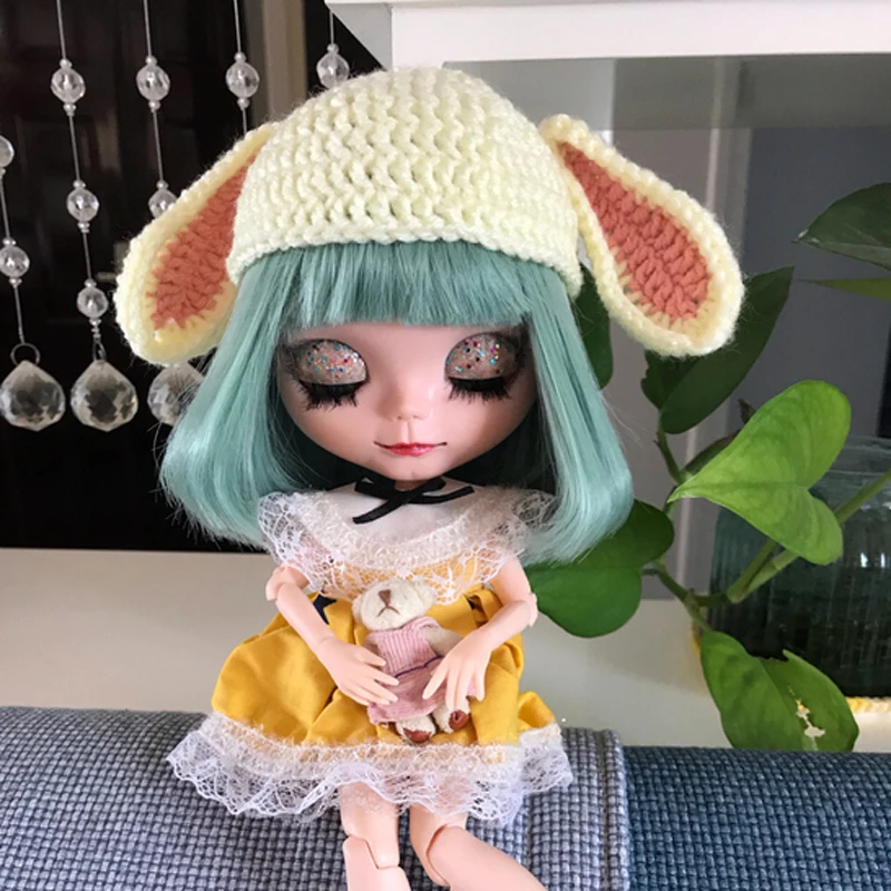1 шт. милая вязаная шапка кролика для куклы Blyth аксессуары одежды игрушки ручной