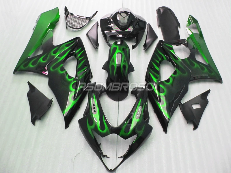 Запасные части для кузова Suzuki GSXR1000 2005 2006 05 06 зеленое пламя черное корпус