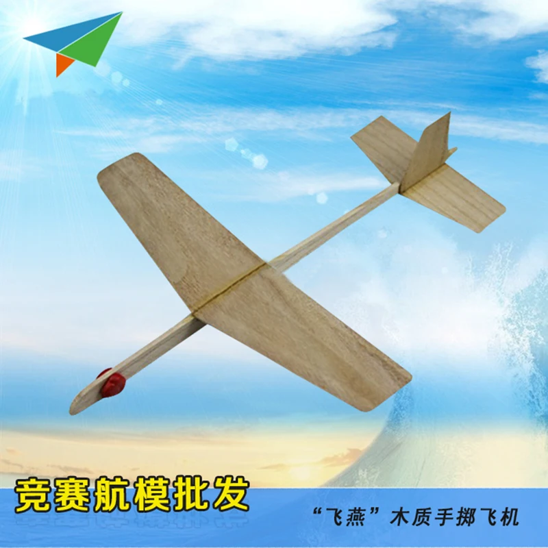 

Free Shipping Red DIY wooden plane model Hand throwing airplane model Assembling Glider Toy puzzle aircraft children gift