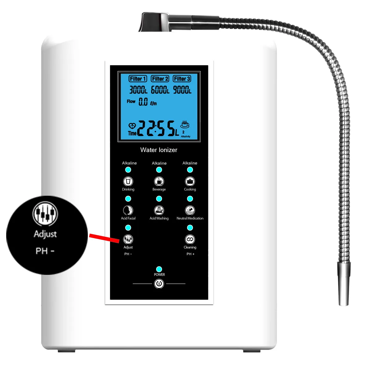 

2018 new model multifunctional alkaline water ionizer OH-806-3W for family daily drinking cooking and washing