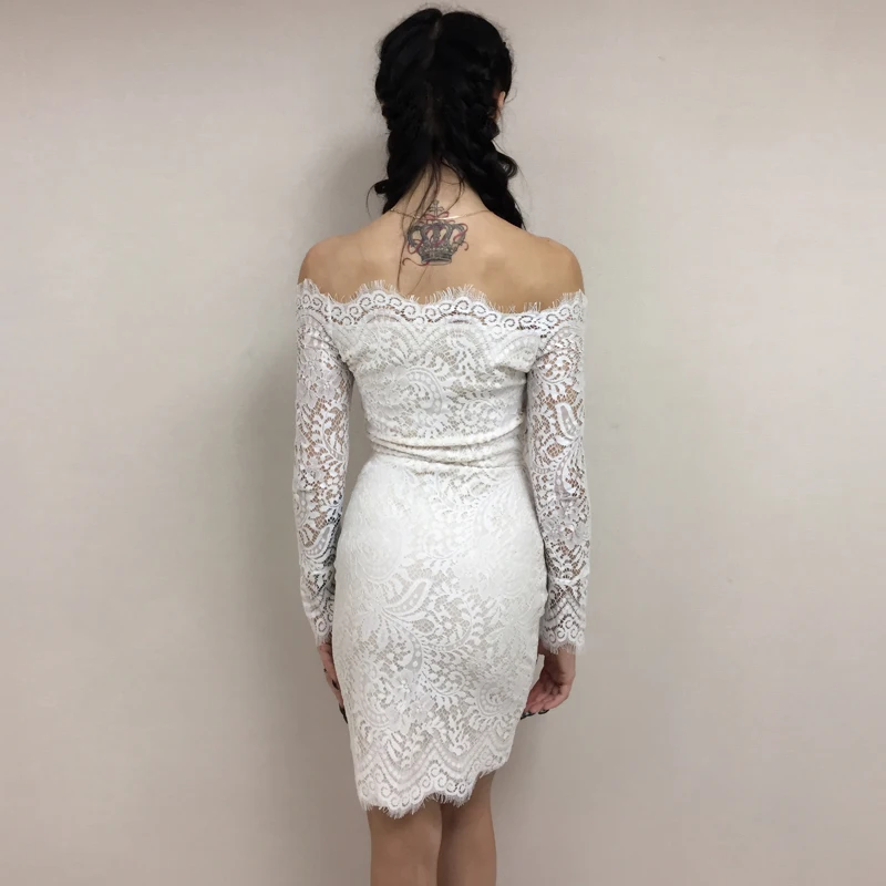 NATTEMAID Autumn Vintage Lace Dresses Off shoulder Slash neck Embroidery Floral dress Long sleeve Elegent Flower Bodycon dress